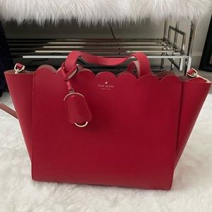 Kate Spade,red, crossbody & handles ,pocket inside,gold hardware and like new